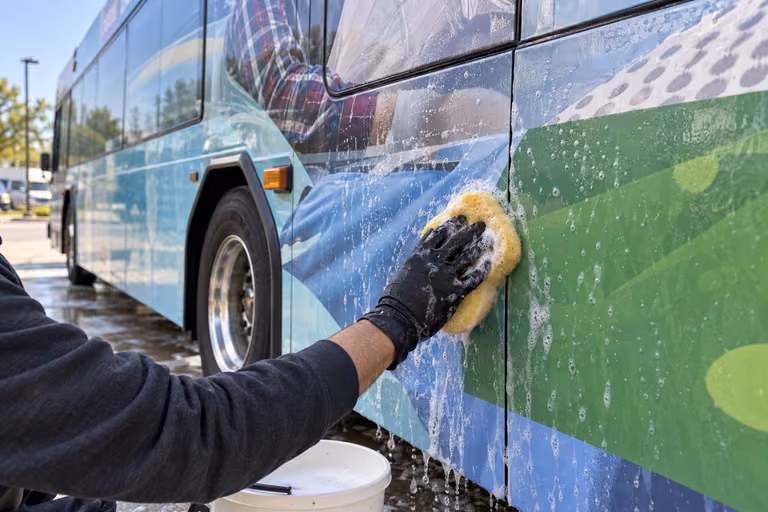 how to wash a wrapped bus without lifting the edges