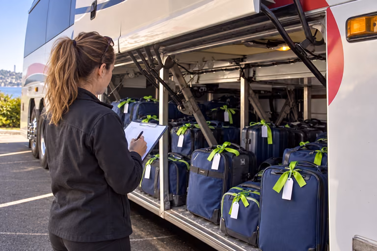 seven tag and load group luggage by stop