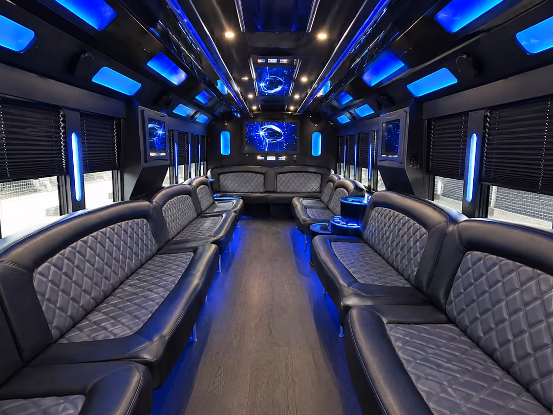 15 passenger party bus rental interior