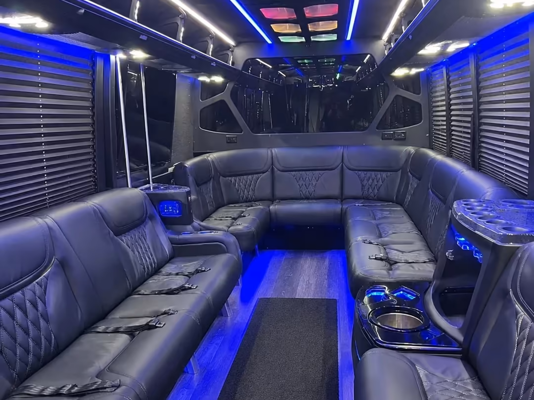 25 passenger party bus rental interior
