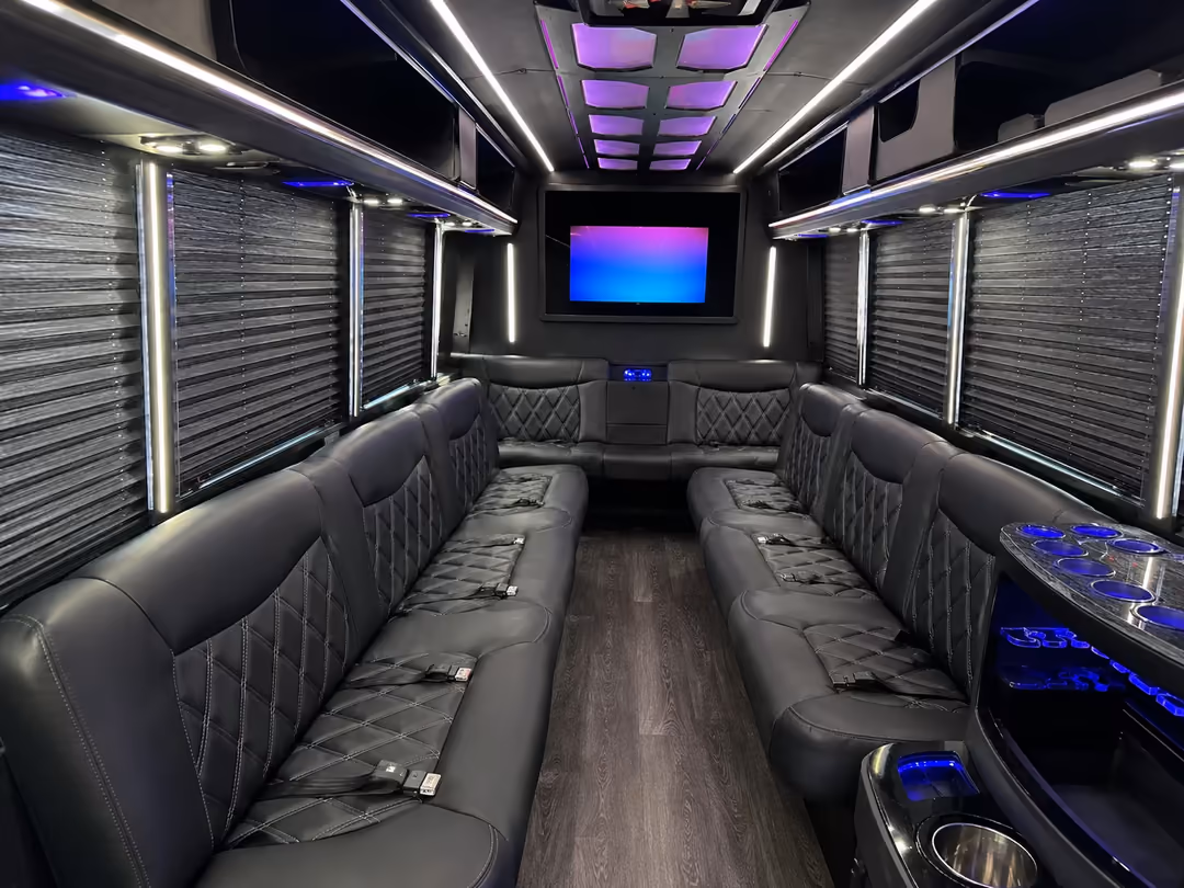 30 passenger party bus rental interior