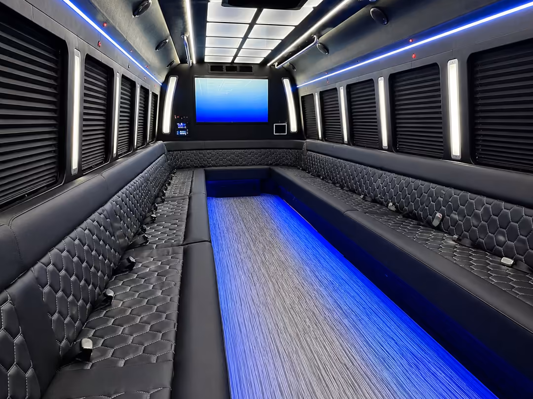 40 passenger party bus interior