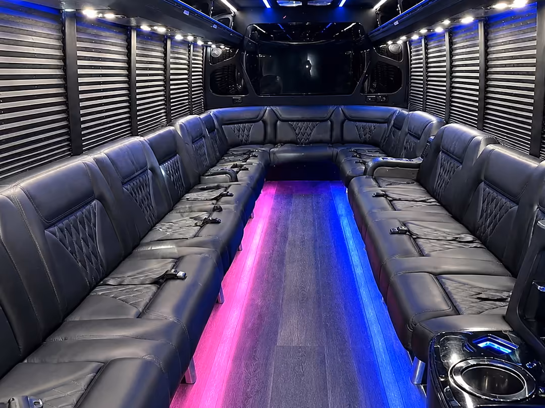 40 passenger party bus rental interior