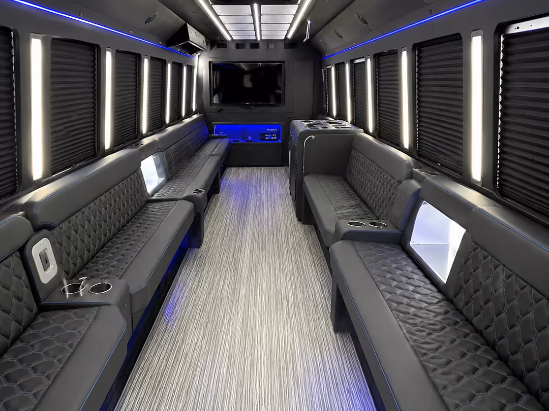 50 passenger party bus rental interior