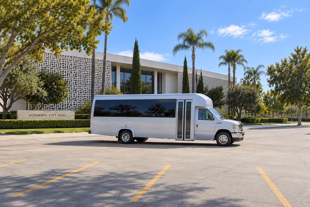 Alhambra 18 passenger party bus rental exterior
