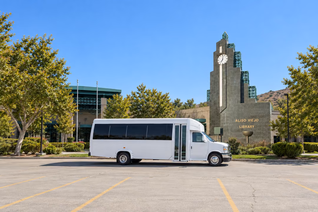 Aliso Viejo 15 passenger party bus rental exterior