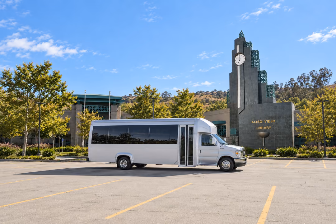 Aliso Viejo 18 passenger party bus rental exterior