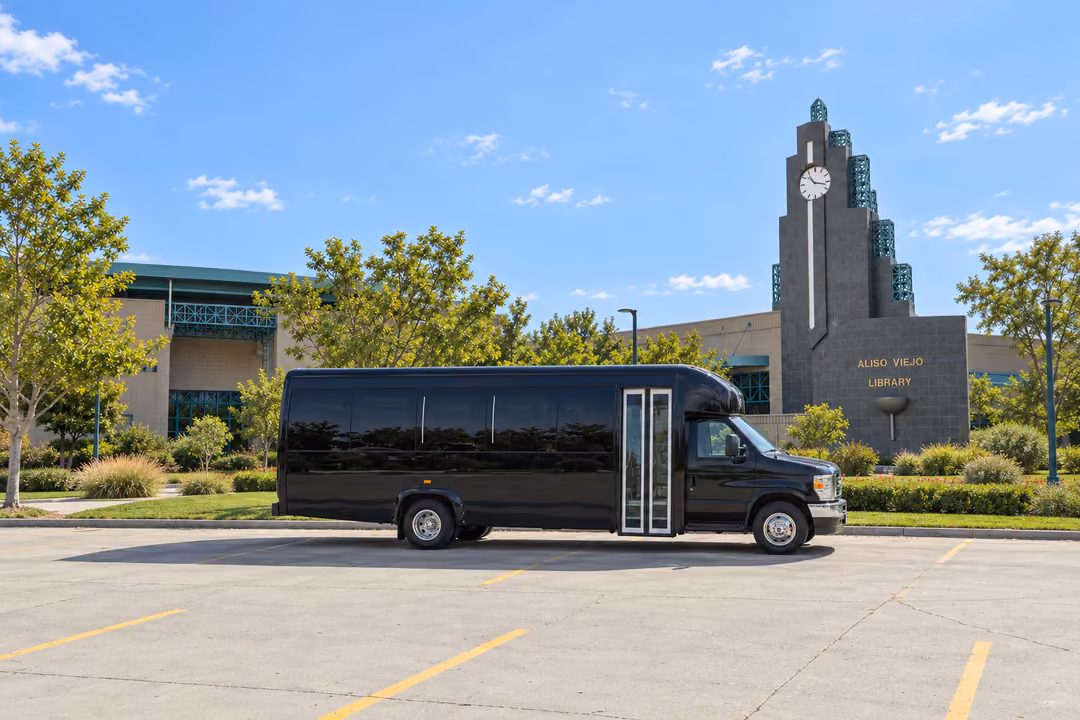 Aliso Viejo 20 passenger party bus rental exterior