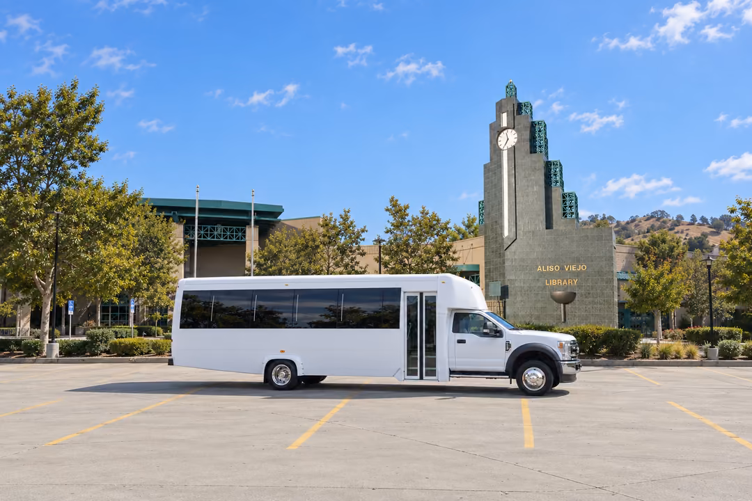 Aliso Viejo 25 passenger party bus rental exterior