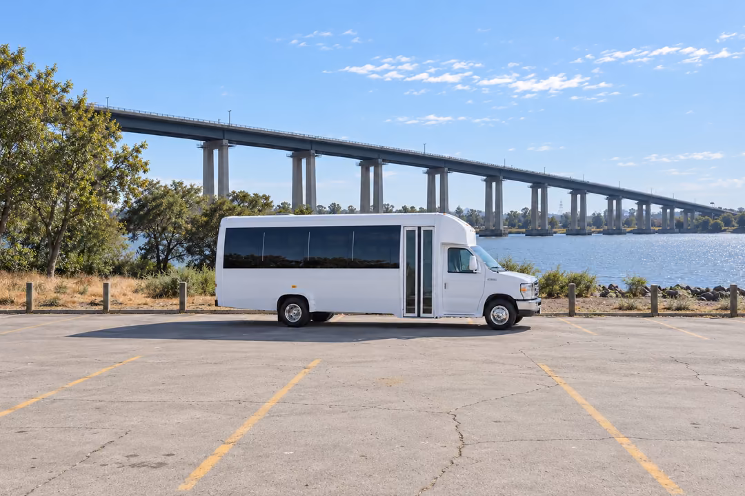 Antioch 15 passenger party bus rental exterior