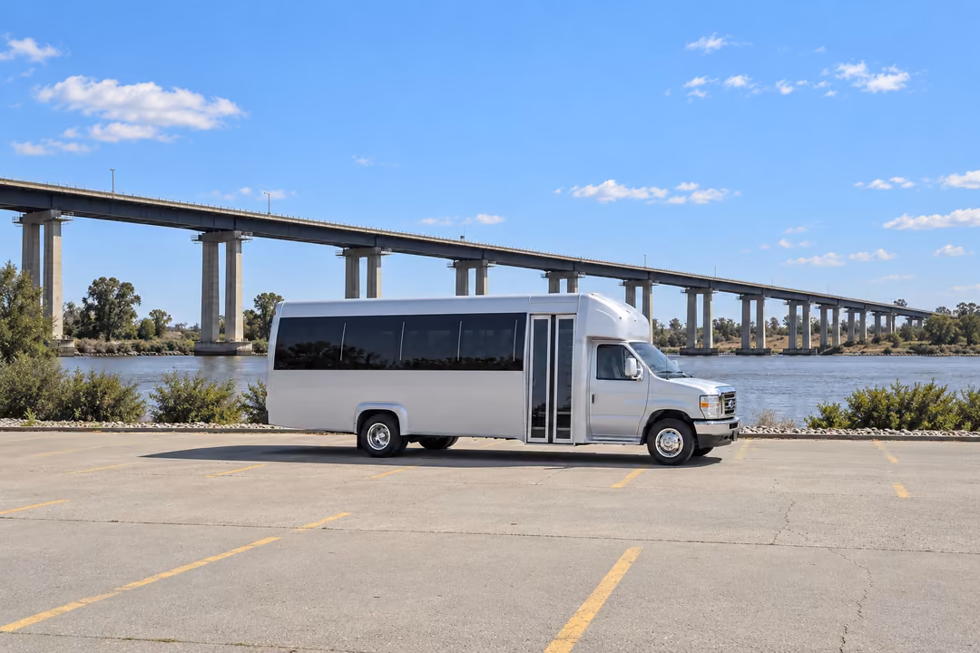 Antioch 18 passenger party bus rental exterior