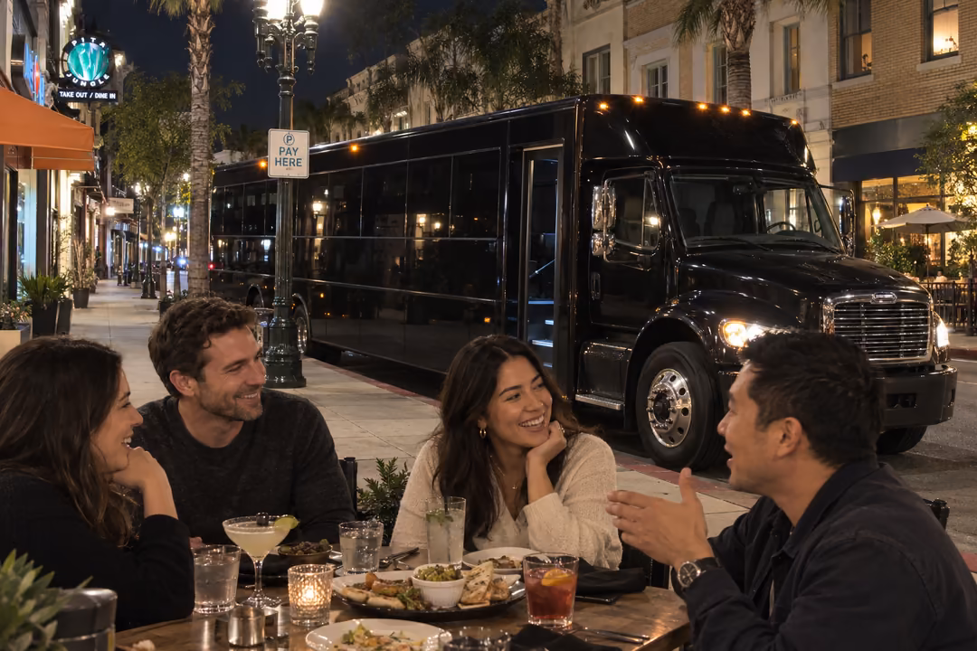 Bachelorette and birthday party buses in Old Pasadena