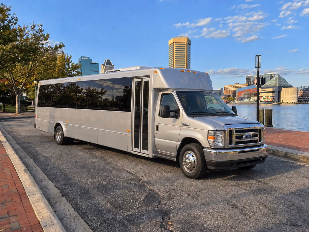 Baltimore 20 passenger party bus rental exterior