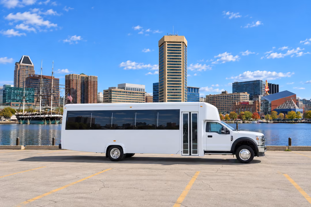 Baltimore 25 passenger party bus rental exterior