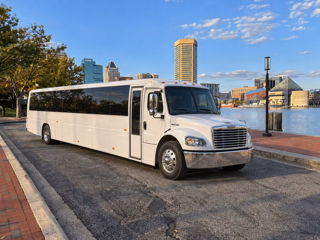 Baltimore 40 passenger party bus rental exterior