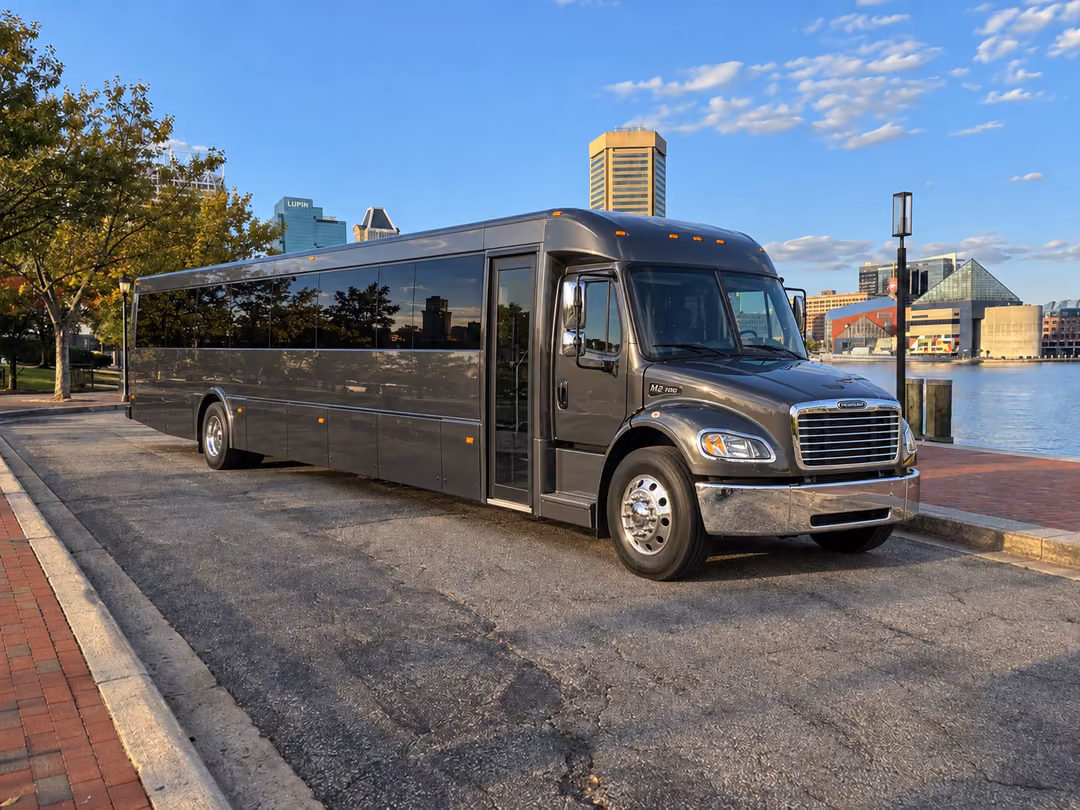Baltimore 50 passenger party bus rental exterior