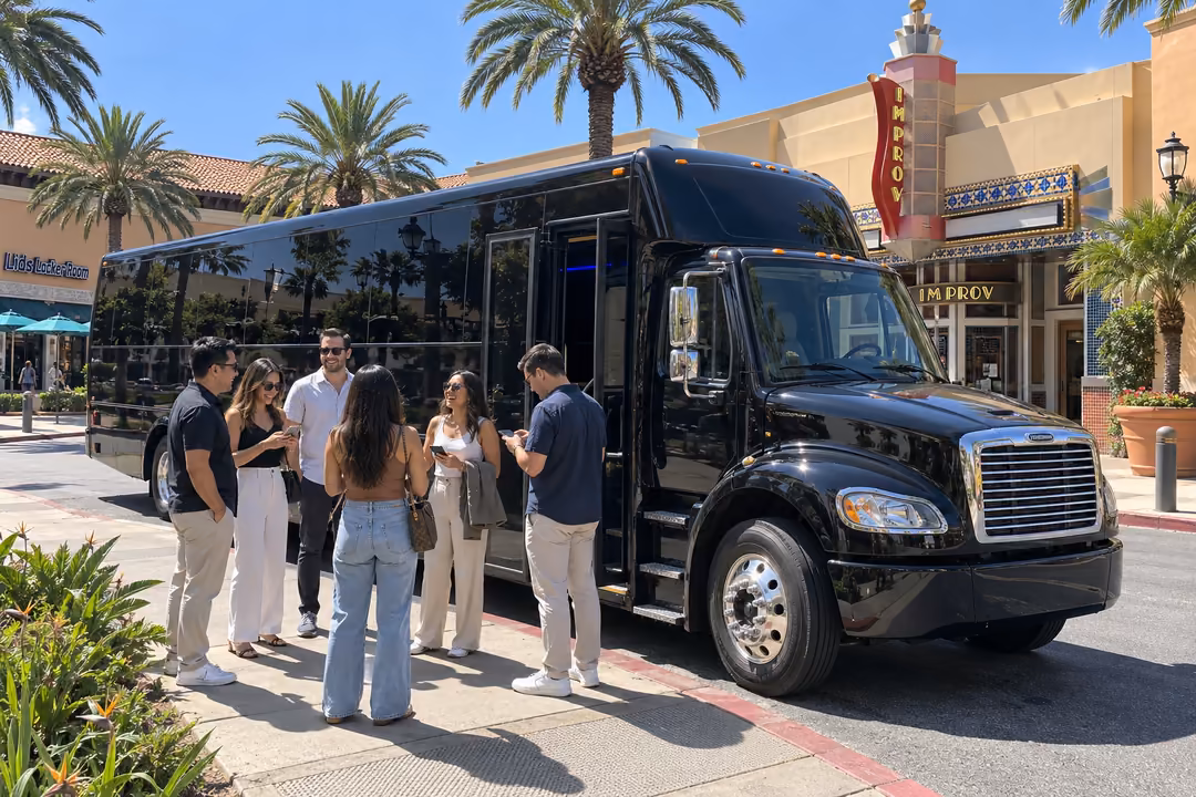 Birthday party bus rentals at Irvine Spectrum center