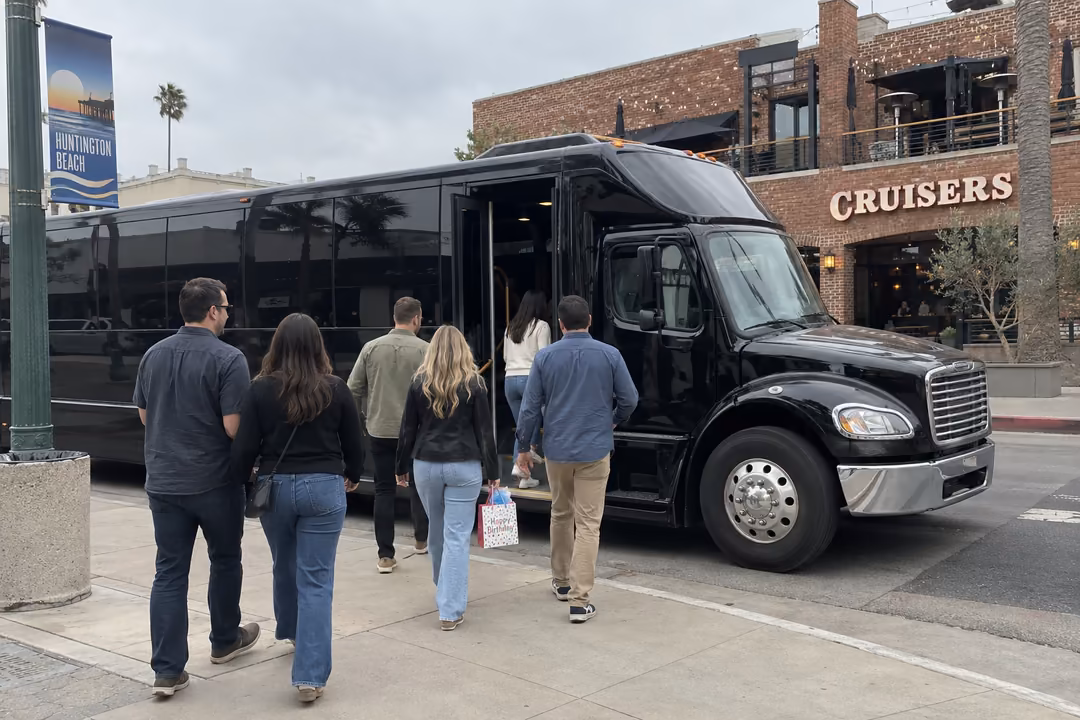 Birthday party bus rentals in downtown Huntington Beach