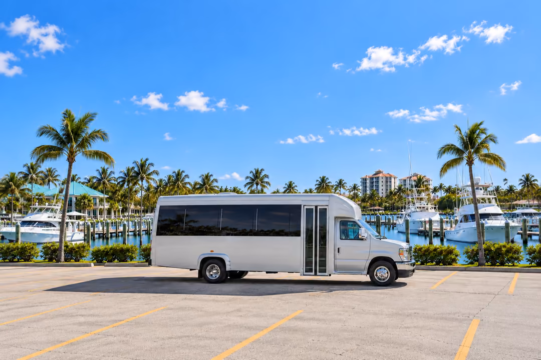 Boynton Beach 18 passenger party bus rental exterior