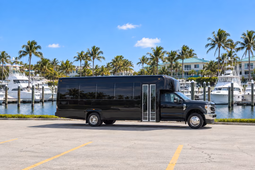 Boynton Beach 28 passenger party bus rental exterior