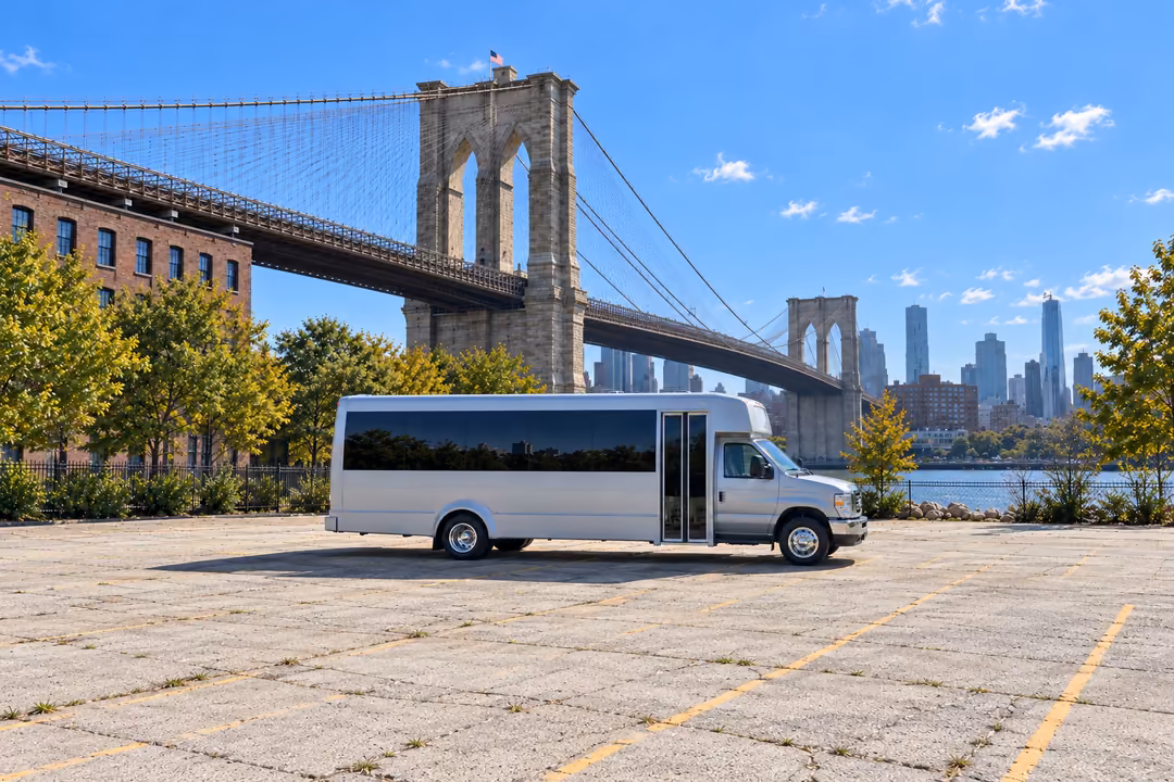 Brooklyn 18 passenger party bus rental exterior