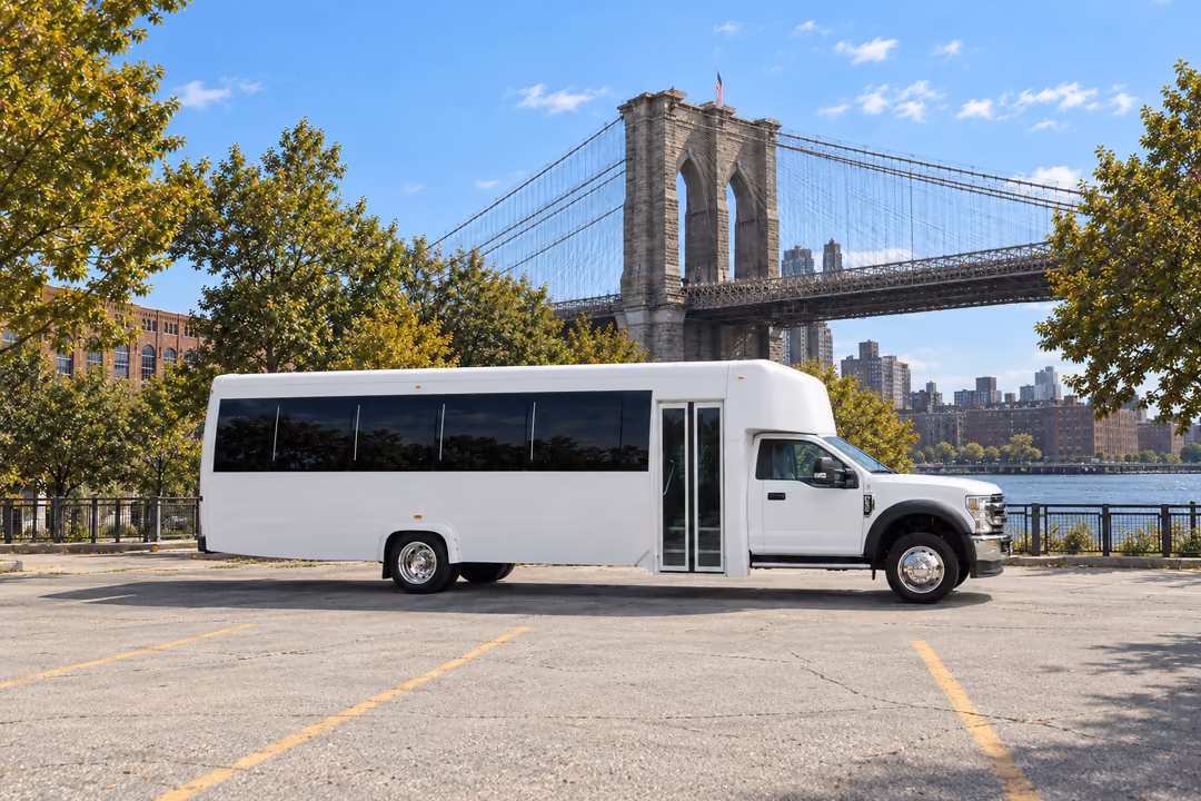 Brooklyn 30 passenger party bus rental exterior