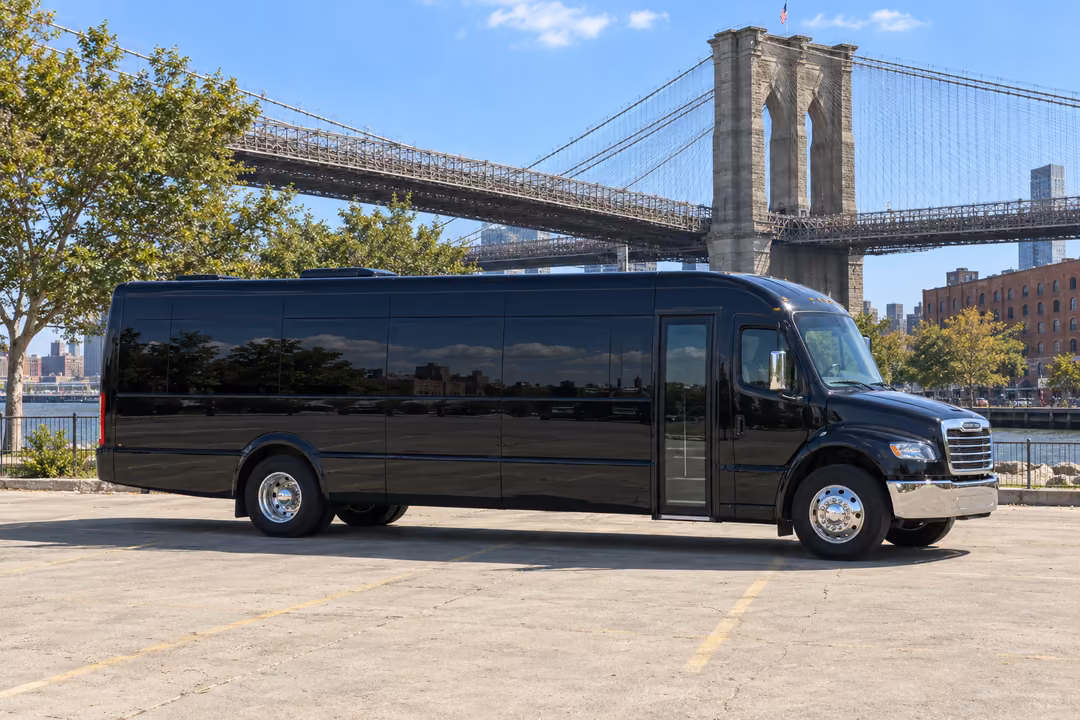 Brooklyn 40 passenger party bus rental exterior