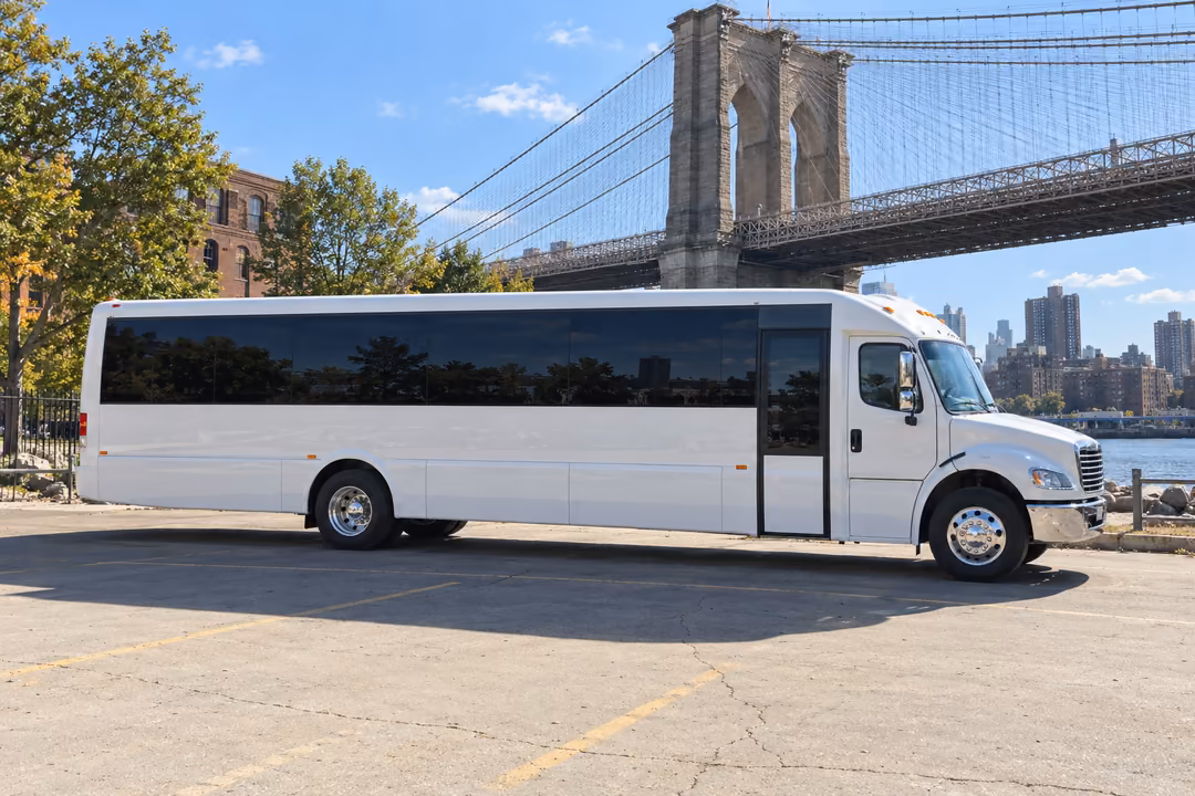 Brooklyn 50 passenger party bus rental exterior