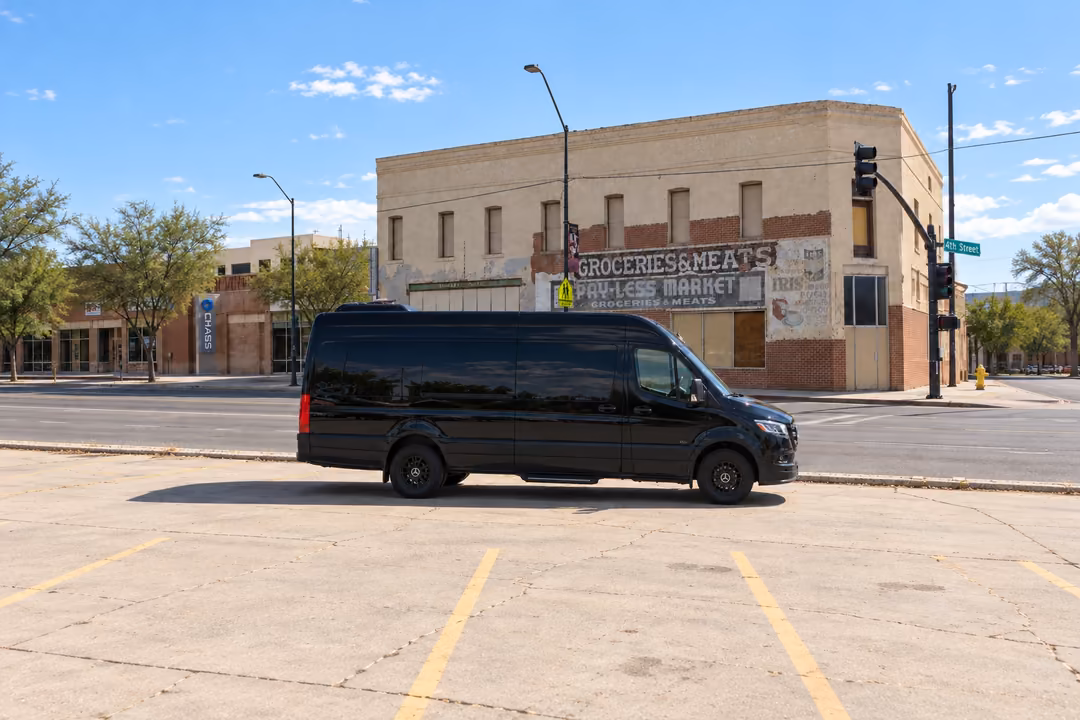Buckeye 14 passenger Sprinter limo rental exterior