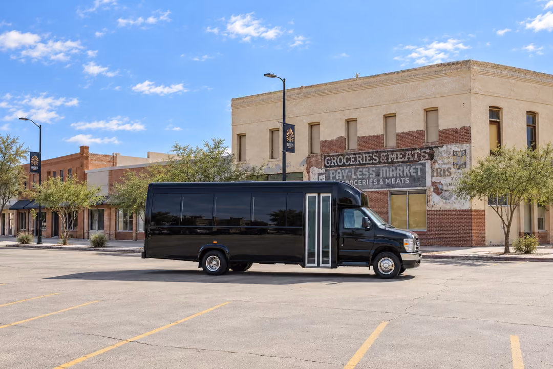 Buckeye 20 passenger party bus rental exterior