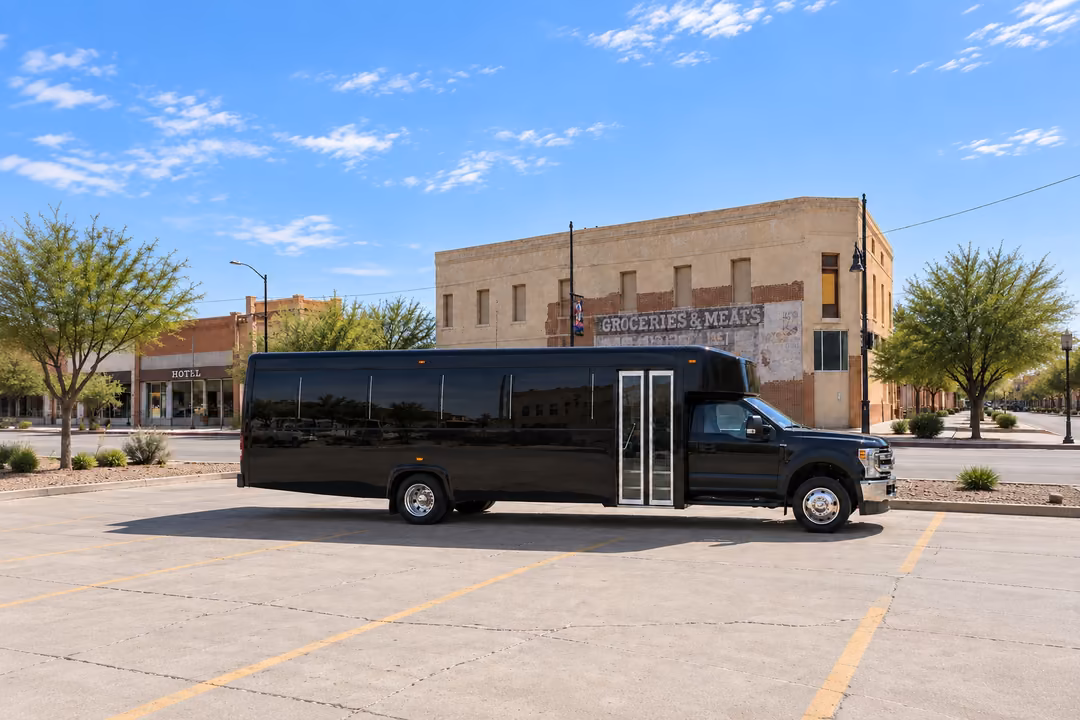 Buckeye 28 passenger party bus rental exterior
