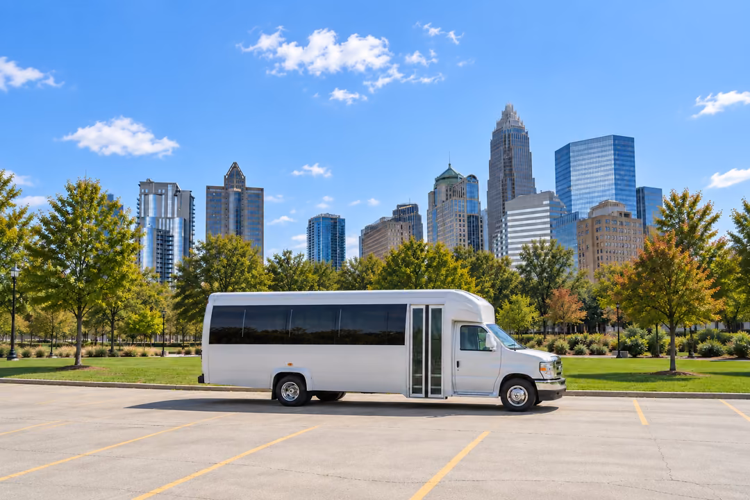 Charlotte 18 passenger party bus rental exterior