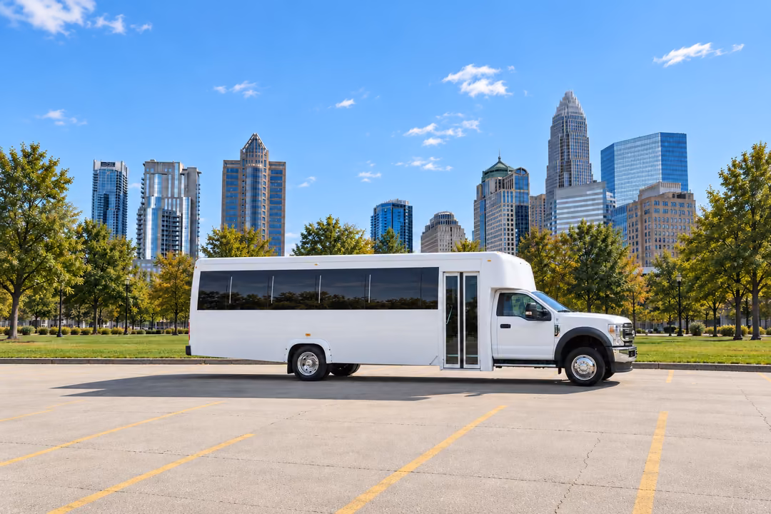 Charlotte 25 passenger party bus rental exterior