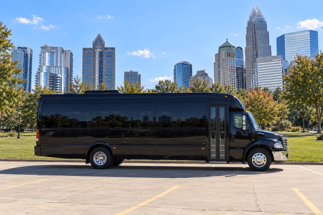 Charlotte 40 passenger party bus rental exterior