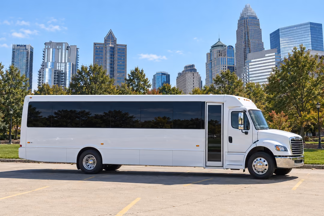 Charlotte 50 passenger party bus rental exterior