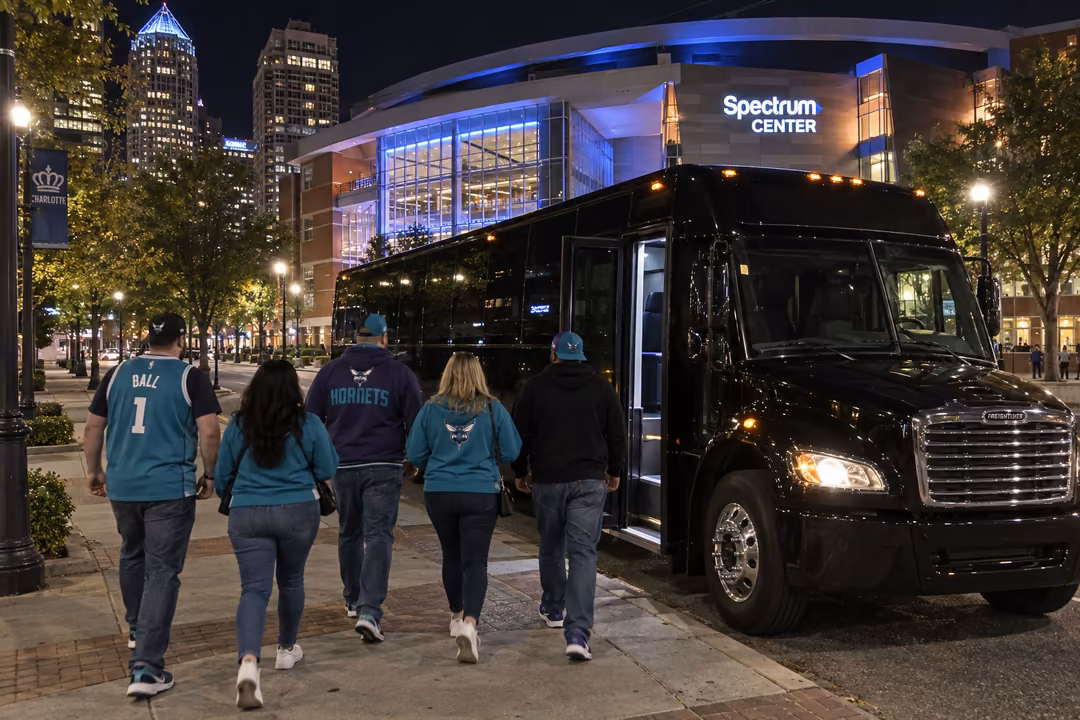 Cheer on the Panthers and Hornets with a Charlotte sporting event party bus