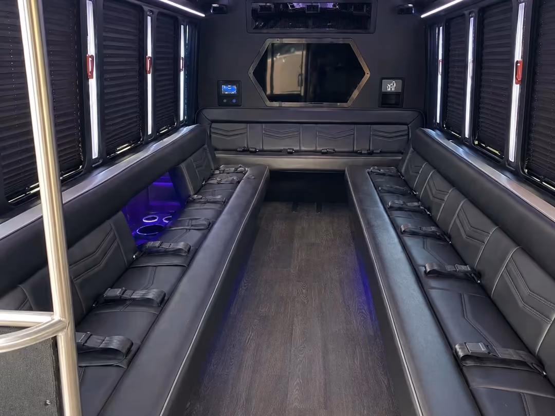 Chicago 10-20 passenger party bus rental interior