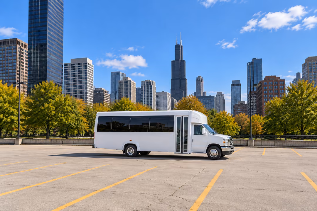 Chicago 15 passenger party bus rental exterior