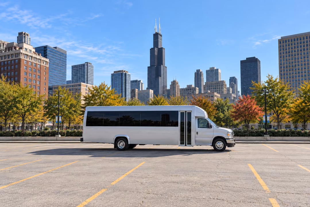 Chicago 18 passenger party bus rental exterior