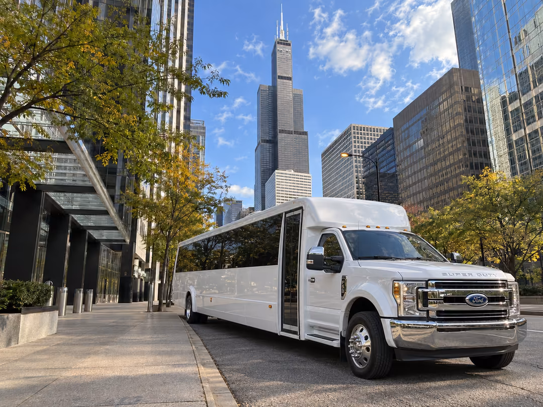 Chicago 20-30 passenger party bus rental exterior