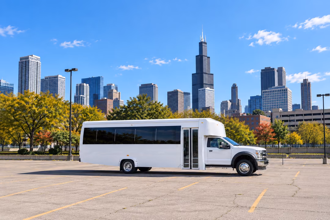 Chicago 25 passenger party bus rental exterior