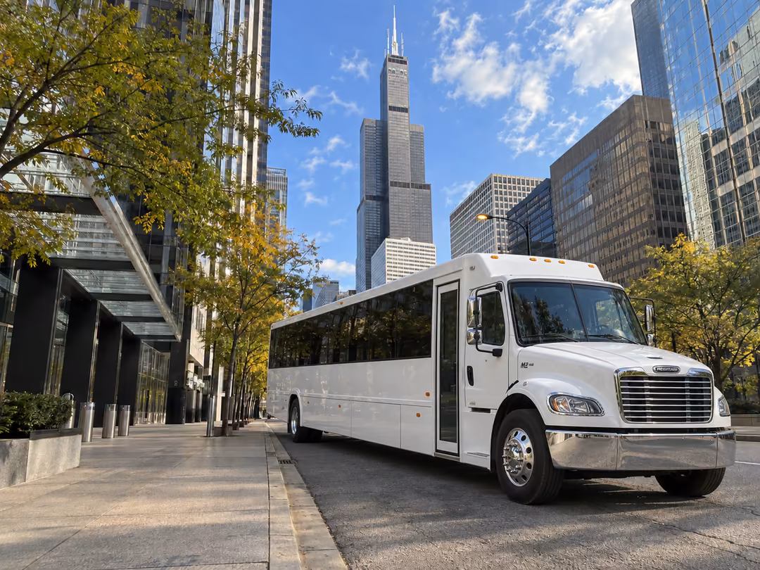 Chicago 30-40 passenger party bus rental exterior
