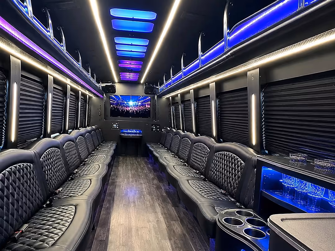 Chicago 40-50 passenger party bus rental interior