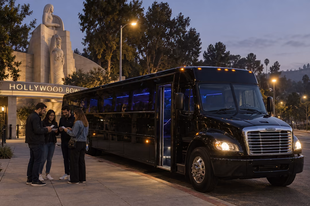 Concert and festival party bus rentals in South Gate