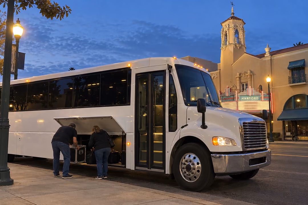 Concert party bus rentals to the Hanford Fox theatre
