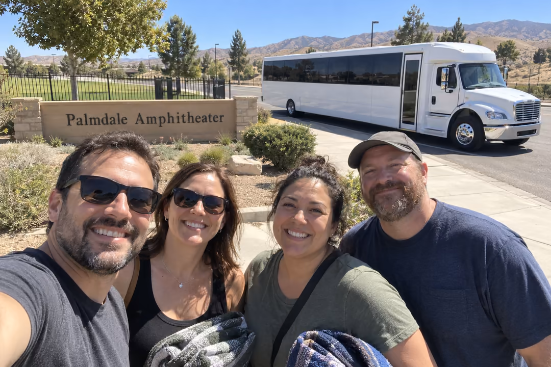 Concert party bus rentals to the Palmdale Amphitheater