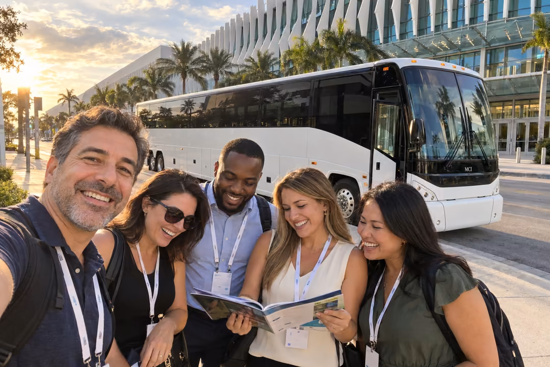 Corporate event party bus shuttles in North Miami