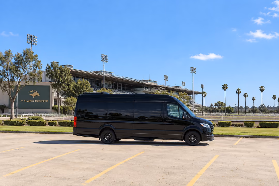 Cypress CA 14 passenger Sprinter limo rental exterior