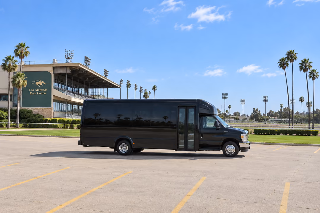 Cypress CA 20 passenger party bus rental exterior