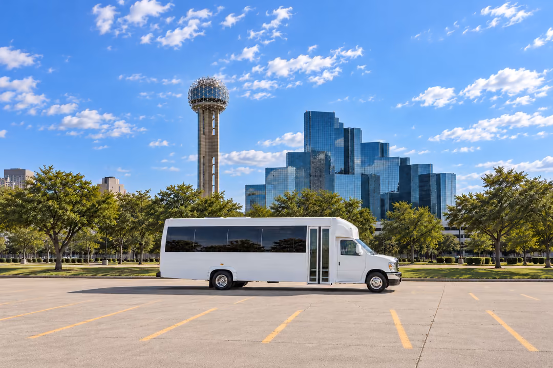 Dallas 15 passenger party bus rental exterior